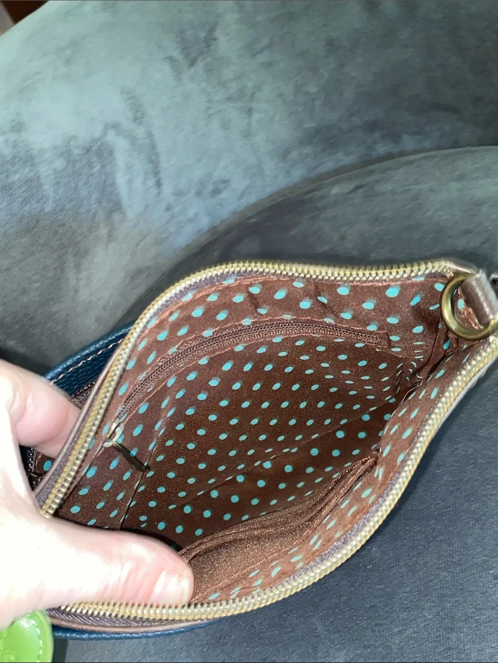 Chala Sunflower Mini Crossbody Clutch Wallet Faux Leather Blue No Straps